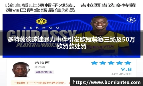 多特蒙德球迷暴力事件引发欧冠禁赛三场及50万欧罚款处罚